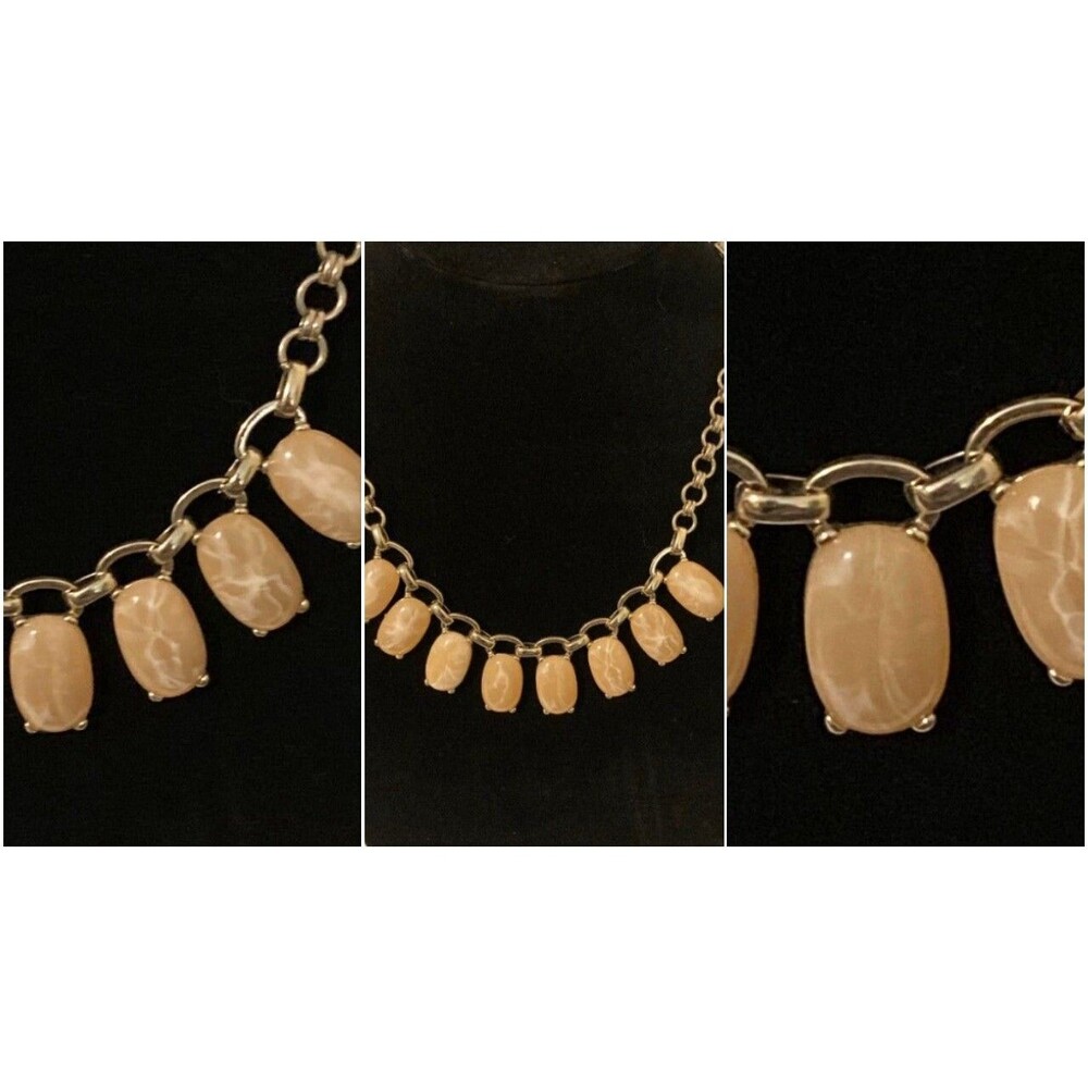 Lee by Lee Angel Women's Peach Swirl Crystal Stone Statement Necklace NWT 48